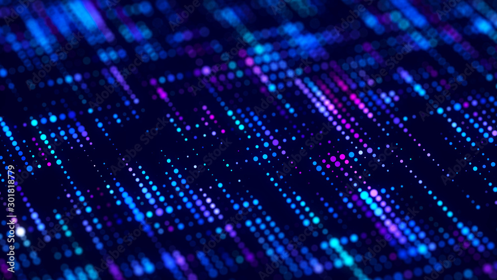 Poster Abstract technology background. Artificial intelligence. Science background. Big data visualization. 3D rendering.