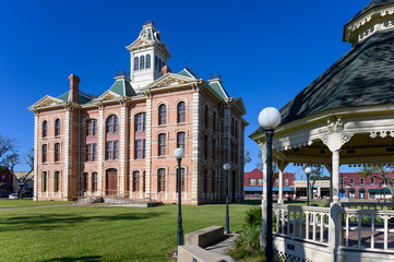 Historic Wharton County Courthouse built in 1889 and Town Square in Wharton City in Wharton County in Southeastern Texas, United States