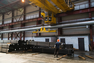 Plant for the production of metal pipes. Stack of steel pipes