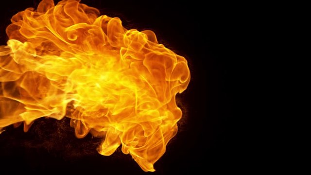 Super Slow Motion Shot of Fire Flame Isolated on Black Background at 1000fps.