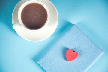  coffee and heart on  notepad