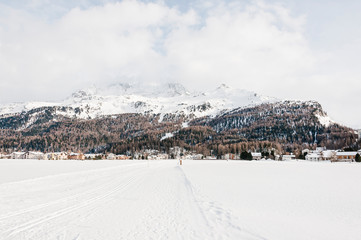Sils, Langlauf, Langlaufloipe, Winter, Wintersport, Oberengadin, Alpen, Corvatsch, Furtschellas, Graubünden, Schweiz