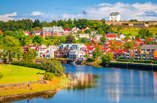 Panoramic View Of Beautiful City Trondheim, Norway