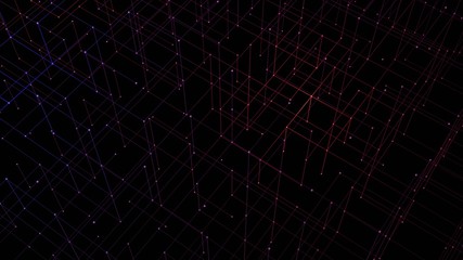 Fototapeta premium 3d grid dark purple and blue lighting on dark background , concept for cyber space, digital big data. 3d render.