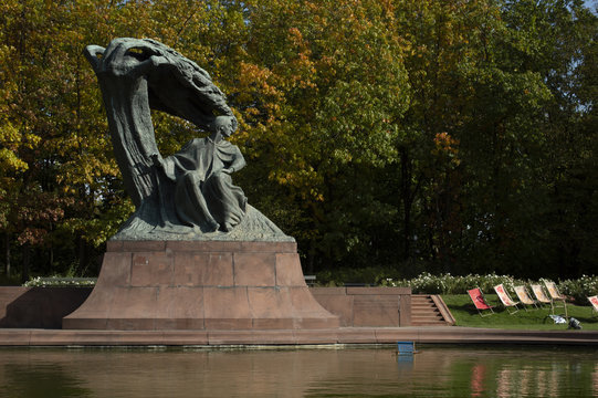 Pomnik Chopina, Szopen, Łazienki Kr&oacute;lewskie, Warszawa, Polska