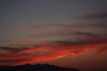 Vivid sunset-sunrise skies over the Mediterranean island of Crete