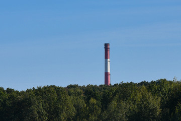 chemical discharge pipe. trumpet on the background of the forest