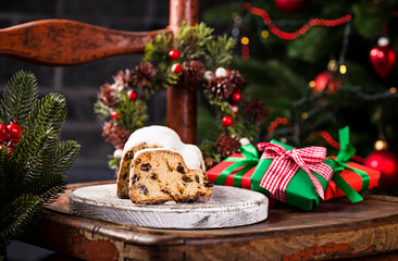 Traditional German Christmas cake stollen