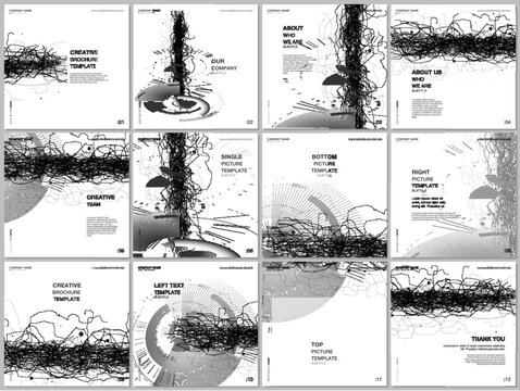 Brochure layout of square format covers design templates for square flyer leaflet, brochure design, report, magazine cover. Digital technology concept. Futuristic background for future concept.
