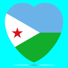 Djibouti Flag In Heart Shape Vector illustration eps 10