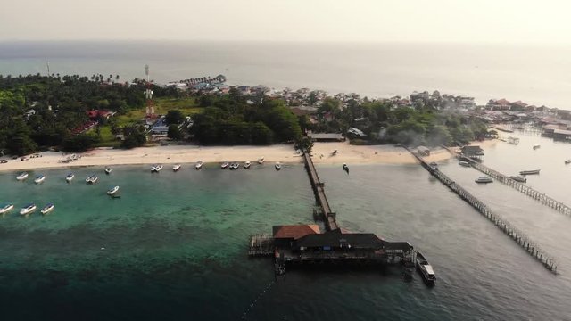 Aerial Dolly View Over Mabul Island In Malaysia 