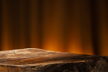 Empty Wooden Table on Dark Background. Backdrop for Product Placement
