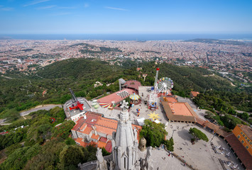 Fototapeta na wymiar View of Barcelona from Tibidabo Park