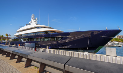 Large yacht at the pier of Barcelona