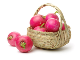 Fresh radishes isolated on white background