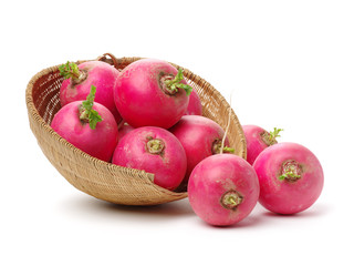 Fresh radishes isolated on white background