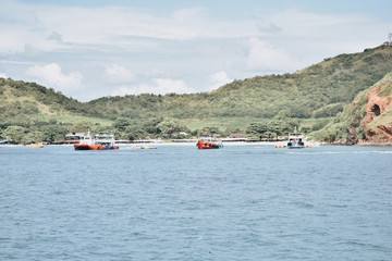 Obraz premium boat in the bay of kotor montenegro