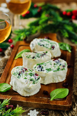Turkey spinach ricotta dried cranberry roll ups