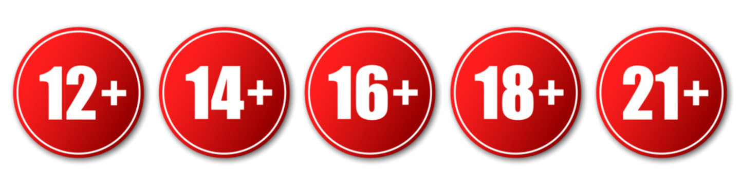 Set of age restriction signs. Age limit concept.