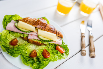 French croissant with ham