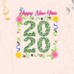2020 Happy New Year. New innovative ideas. new year holiday posters and banners. Vector illustration with flowers.