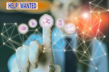 Word writing text Help Wanted. Business photo showcasing An ad in the paper an employer places to...