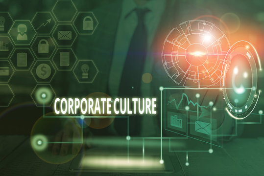 Handwriting Text Writing Corporate Culture. Conceptual Photo Pervasive Values And Attitudes That Characterize A Company Picture Photo System Network Scheme Modern Technology Smart Device