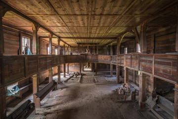 Abandoned old wooden Catholic church