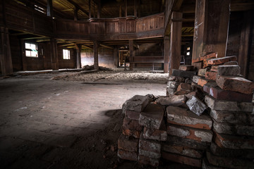 Abandoned old wooden Catholic church