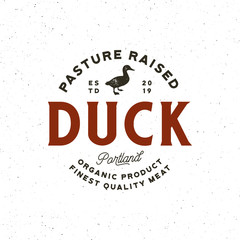 premium fresh duck meat label. retro styled meat shop emblem. vector illustration