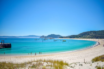 Praia de Rodas beach in islas Cies, Vigo. Spain
