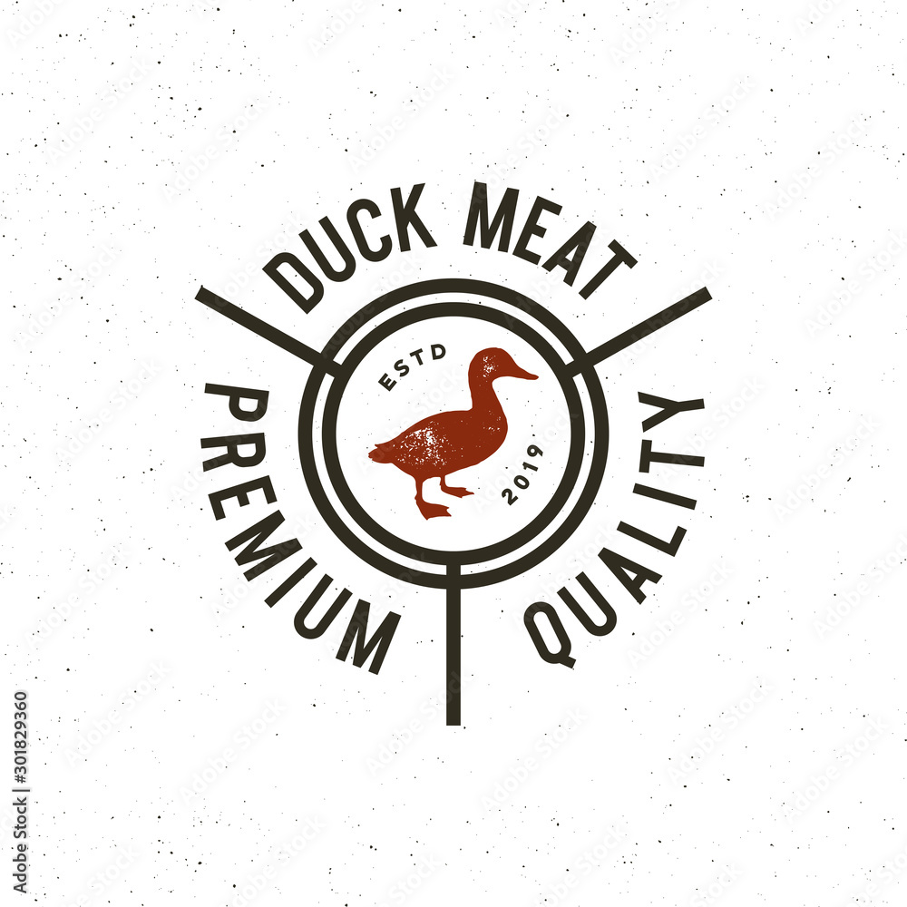 Sticker premium fresh duck meat label. retro styled meat shop emblem. vector illustration