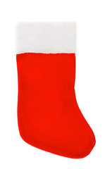 Obraz na płótnie Canvas Red christmas sock with for Santa gifts on white background