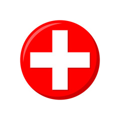 Red medical cross icon - vector.