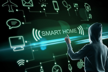 Hacker push concept of smart home