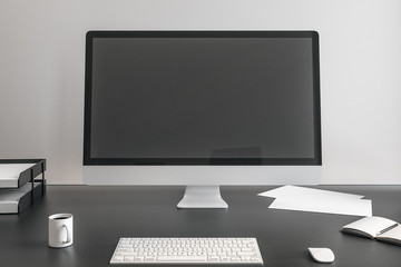 Blank screen of computer monitor