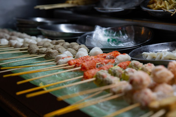 Skewers of Different Seafood Balls
