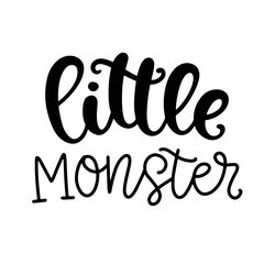 Little Monster Halloween Poster with Handwritten Ink Lettering