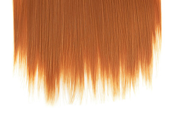 Red hair close-up on white background, isolated