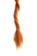 Red twisted hair on white background, isolated. Looks like animal tail