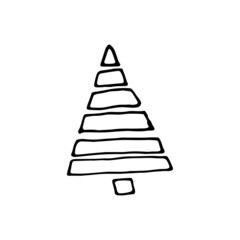 Fototapeta premium Hand drawn doodle of Christmas and Holidays trees. Trees for New Year and Christmas greeting cards, wrapping holiday design. Vector art illustration.