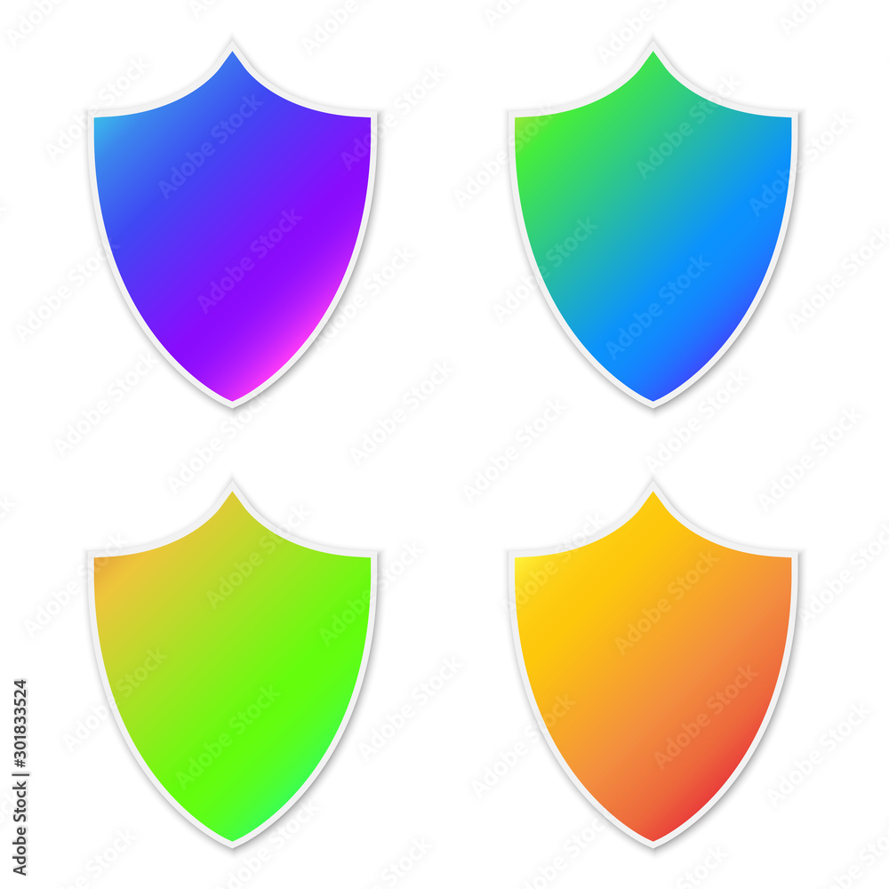 Poster set of colorful vector shield icons.