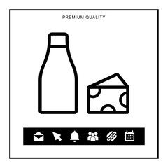Milk and cheese outline icon for web and mobile