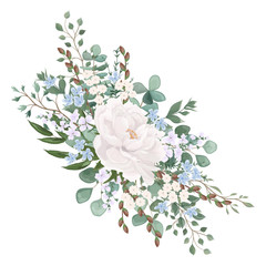 Beautiful bouquet with flowers Peony. Watercolor. Vector illustration. EPS 10