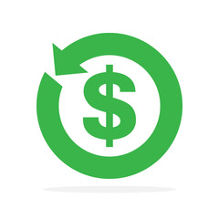 Vector refund money icon.