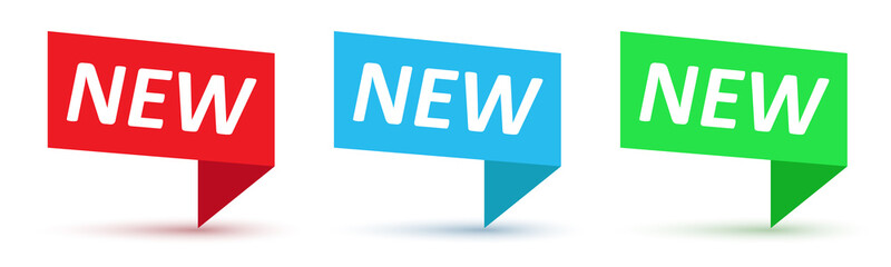 Set of origami New labels isolated. Vector illustration.