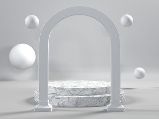 3d render image of white marble podium luxury background for cosmetic or another product.