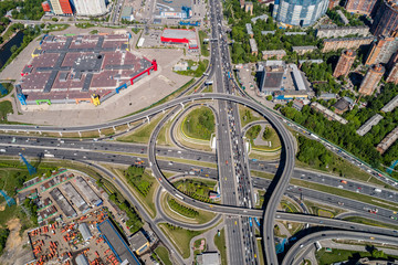 Moscow, road junction on the Moscow Ring Road and Leningradskoye Shosse