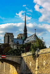 Notre-Dame de Paris from Seine river. Backside view.
