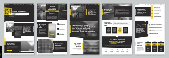 Landing Page Design from Website. Template Vector Business Interface. Landing Web Page UI UX Design. Responsive Blank. Business Social Economy Blog Services Products Company, Corporate User Interface